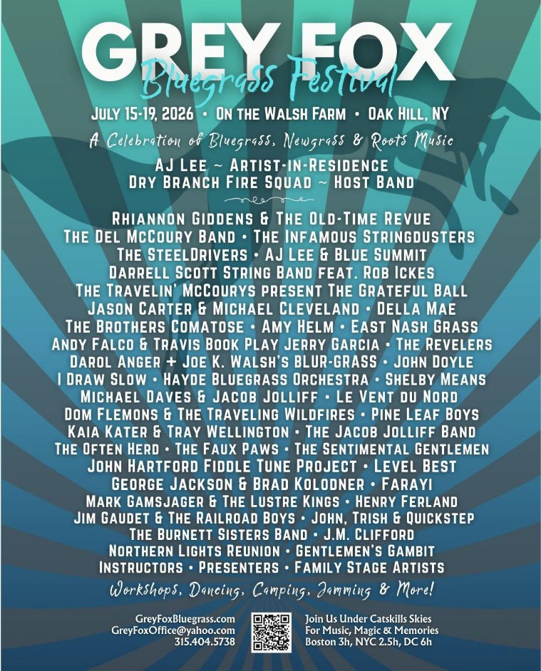 Grey Fox Bluegrass Festival Shares 2026 Lineup for July 15–19 in Oak Hill, NY