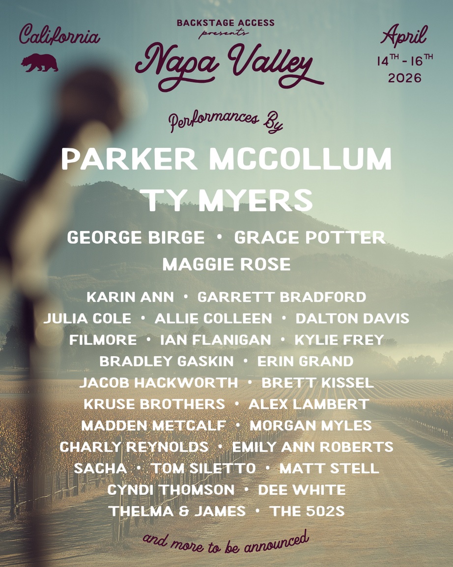 Backstage Access Presents: Napa Valley Announces Inaugural Artist Lineup