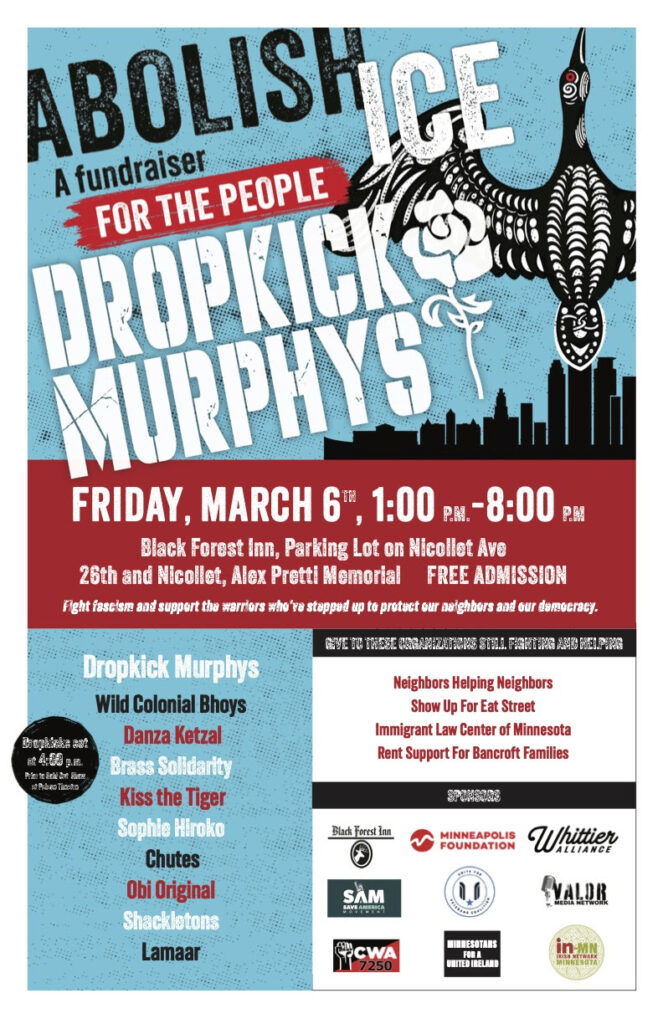 Dropkick Murphys and Local Minneapolis Artists & Activists to Hold Free Alex Pretti & Renée Good Tribute Acoustic Concert on March 6, 2026