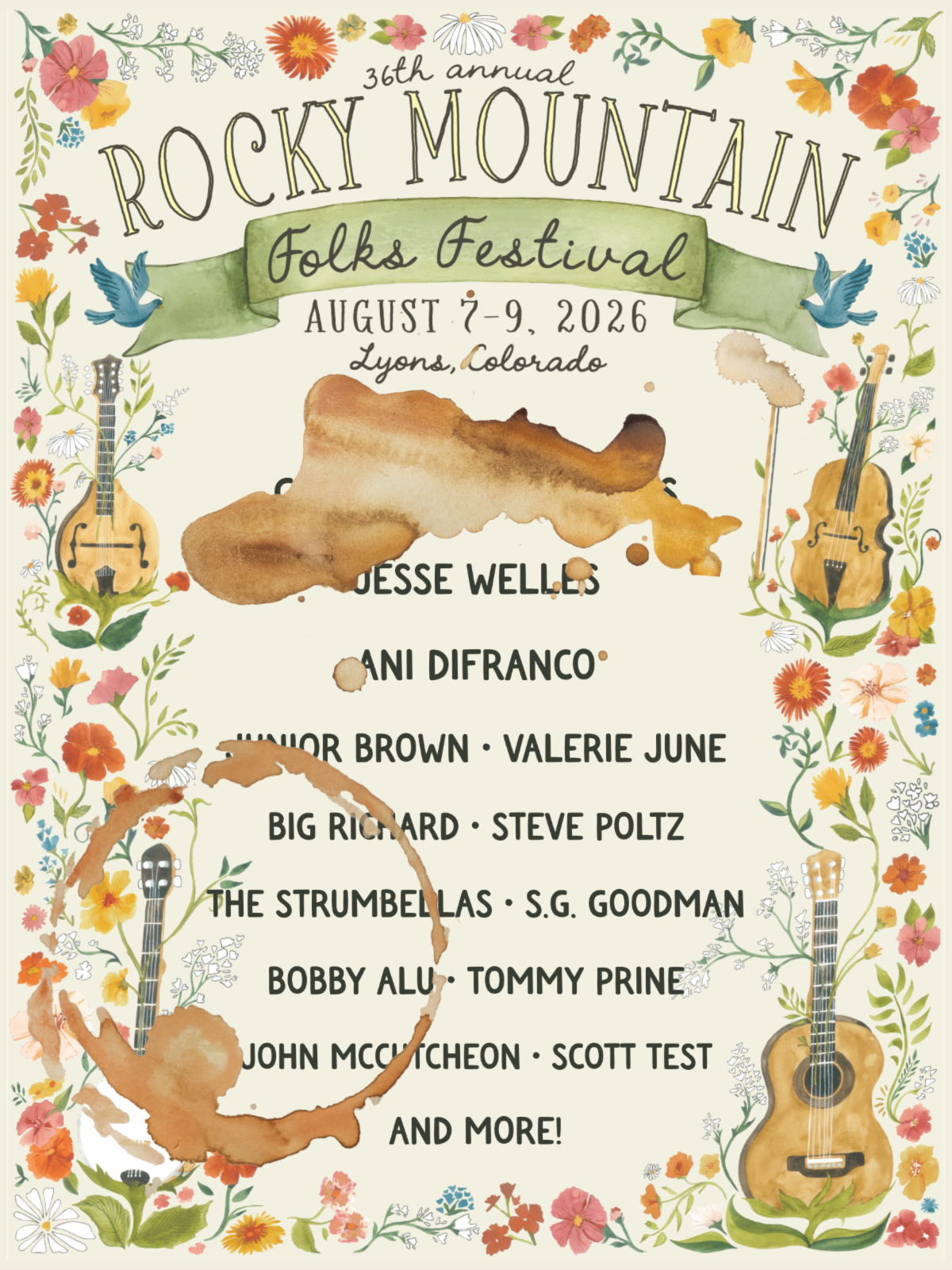 Rocky Mountain Folks Festival 2026 Shares First Lineup: Ani DiFranco, Valerie June, Jesse Welles & More