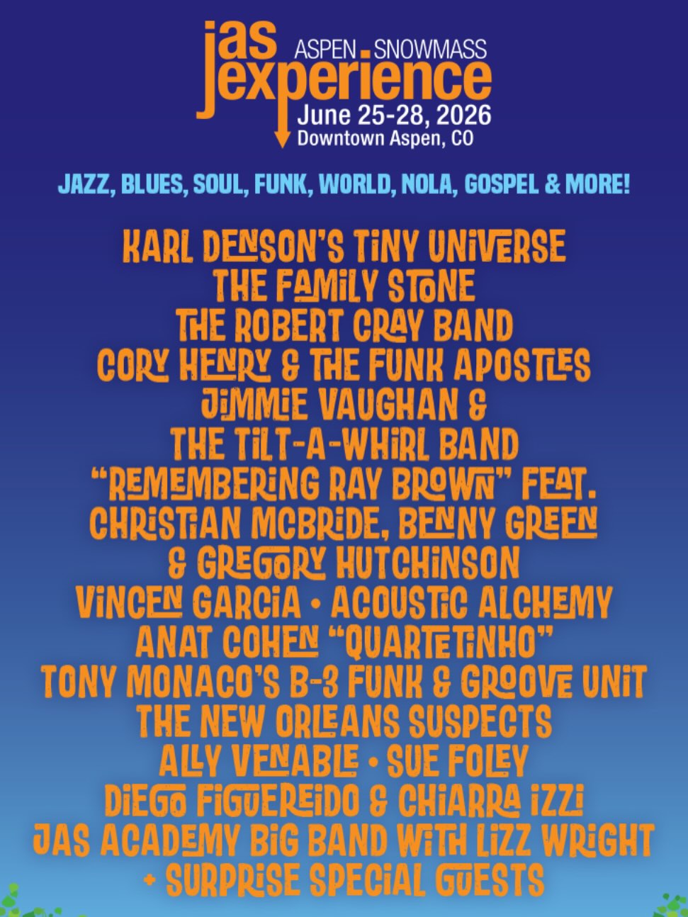 Jazz Aspen Snowmass (JAS) Announces 2026 June Experience Line-Up