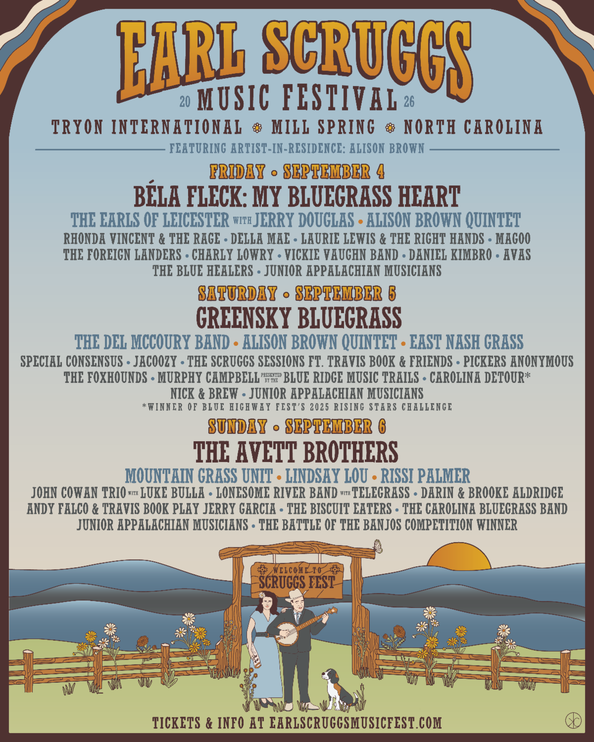 Earl Scruggs Music Festival 2026 Returns to North Carolina with Avett Brothers, Greensky Bluegrass & Béla Fleck