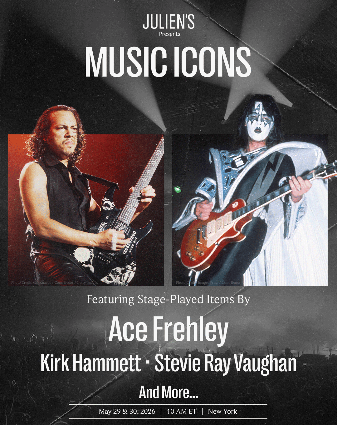 Julien’s Auctions Announces 2026 MUSIC ICONS Sale Featuring KISS, SRV & Metallica