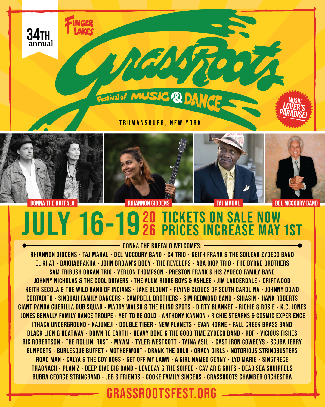Finger Lakes GrassRoots Festival Announces 2026 Lineup