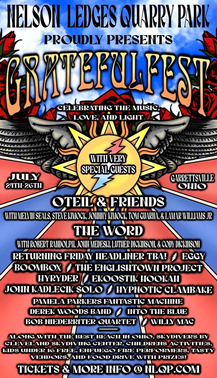 Grateful Fest 2026 Returns to Nelson Ledges Quarry Park July 24-26