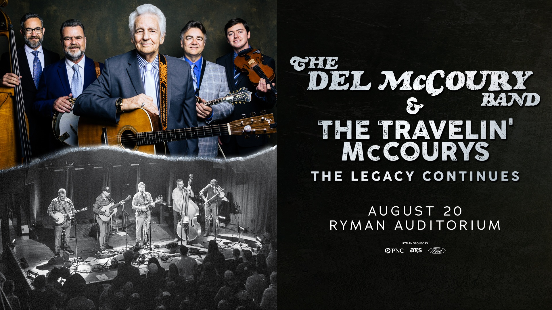 Del McCoury Band and the Travelin’ McCourys Take On the Ryman on August 20. Three Generations. One Stage.