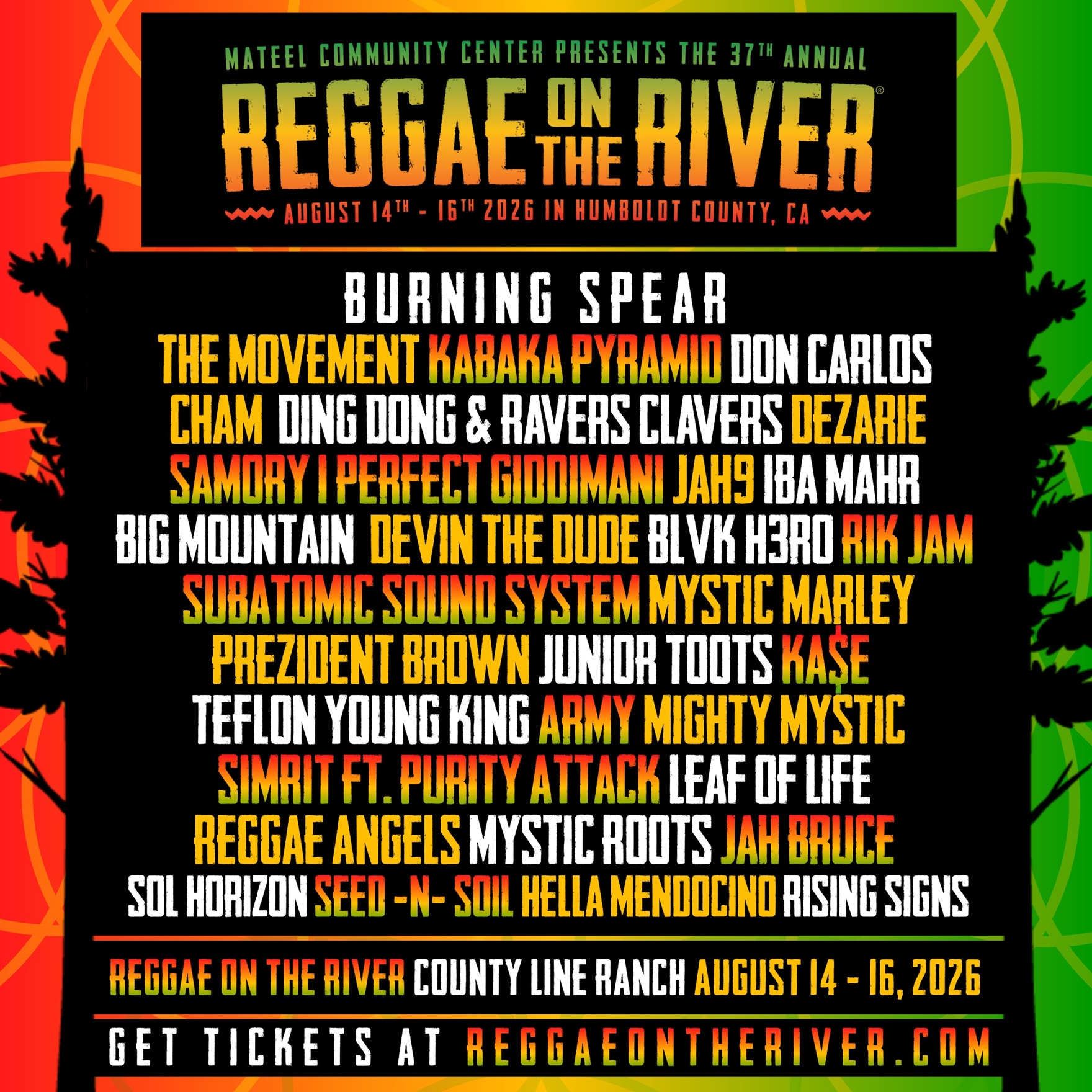 Reggae on the River 2026 Final Lineup Announced for Humboldt County Return