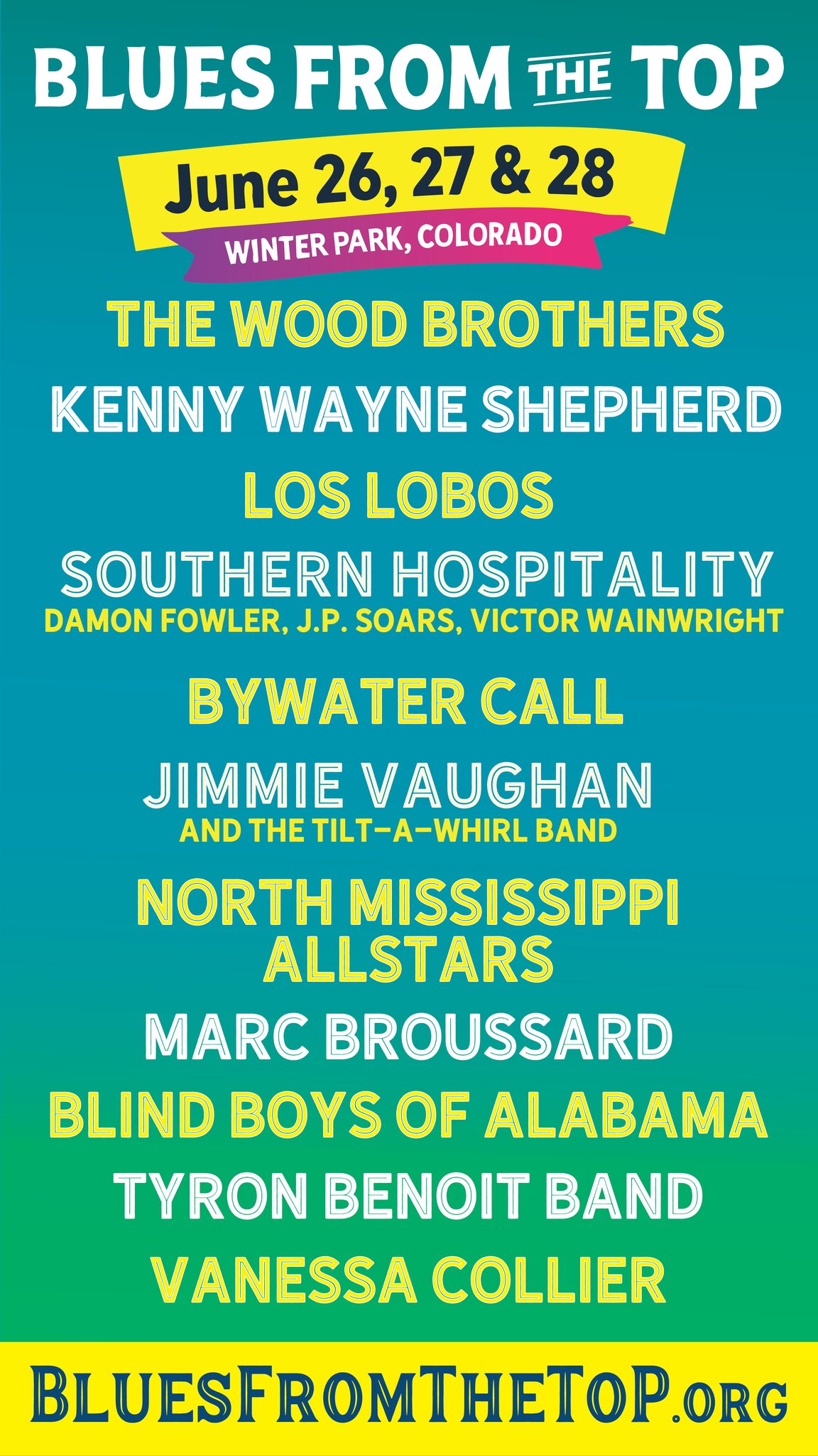 Blues From The Top 2026 Returns to Winter Park With Kenny Wayne Shepherd, Los Lobos and The Wood Brothers