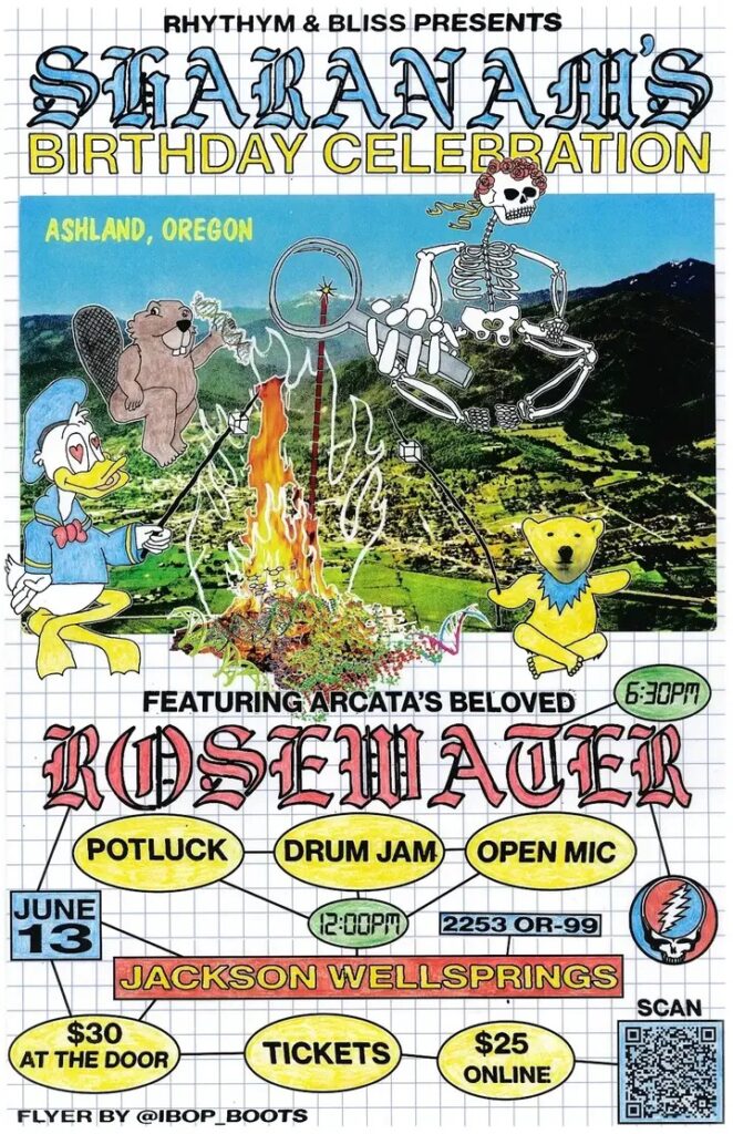 Rosewater Plays Sharanam’s Birthday Celebration in Ashland