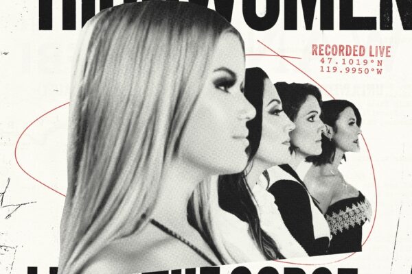 Promotional poster for The High Women at The Gorge 2023, four women in profile in a black-and-white collage with bold title text.