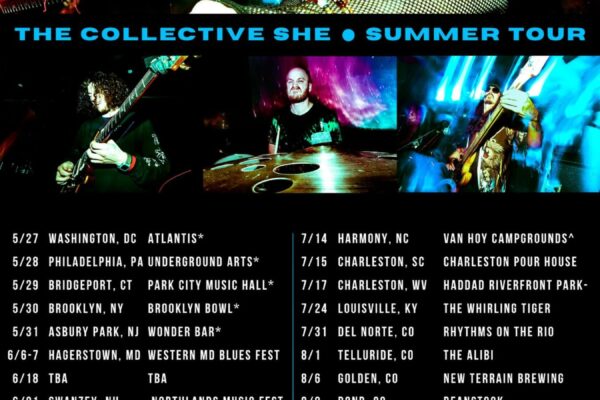 Poster promoting Natalie Brooke's The Collective She Summer Tour with band photos and a tour schedule of dates and venues.