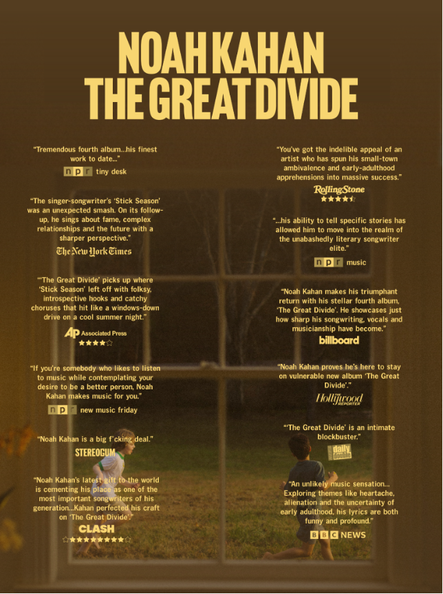 Noah Kahan Debuts at #1 on Billboard 200 with The Great Divide