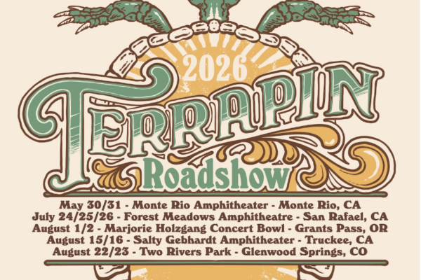 Poster announcing 2026 Terrapin Roadshow by Terrapin Crossroads and Paper Moon, with tour dates and locations across several venues.
