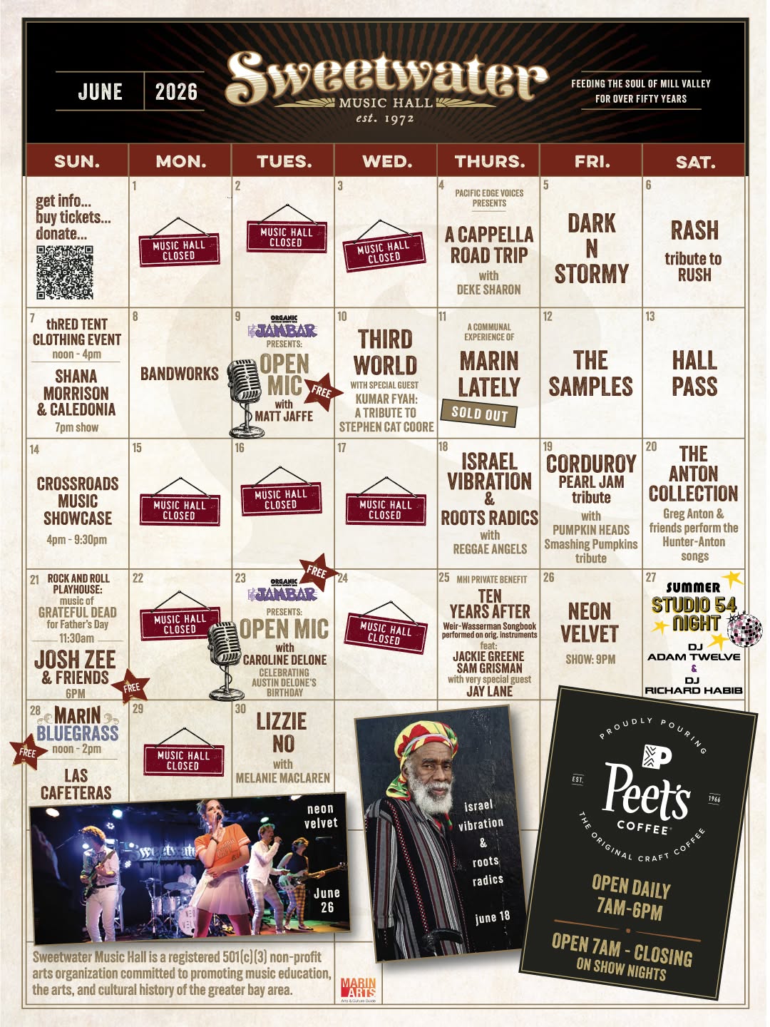 Sweetwater Music Hall Announces Grateful Dead Tributes, Roots Music and Summer Concerts