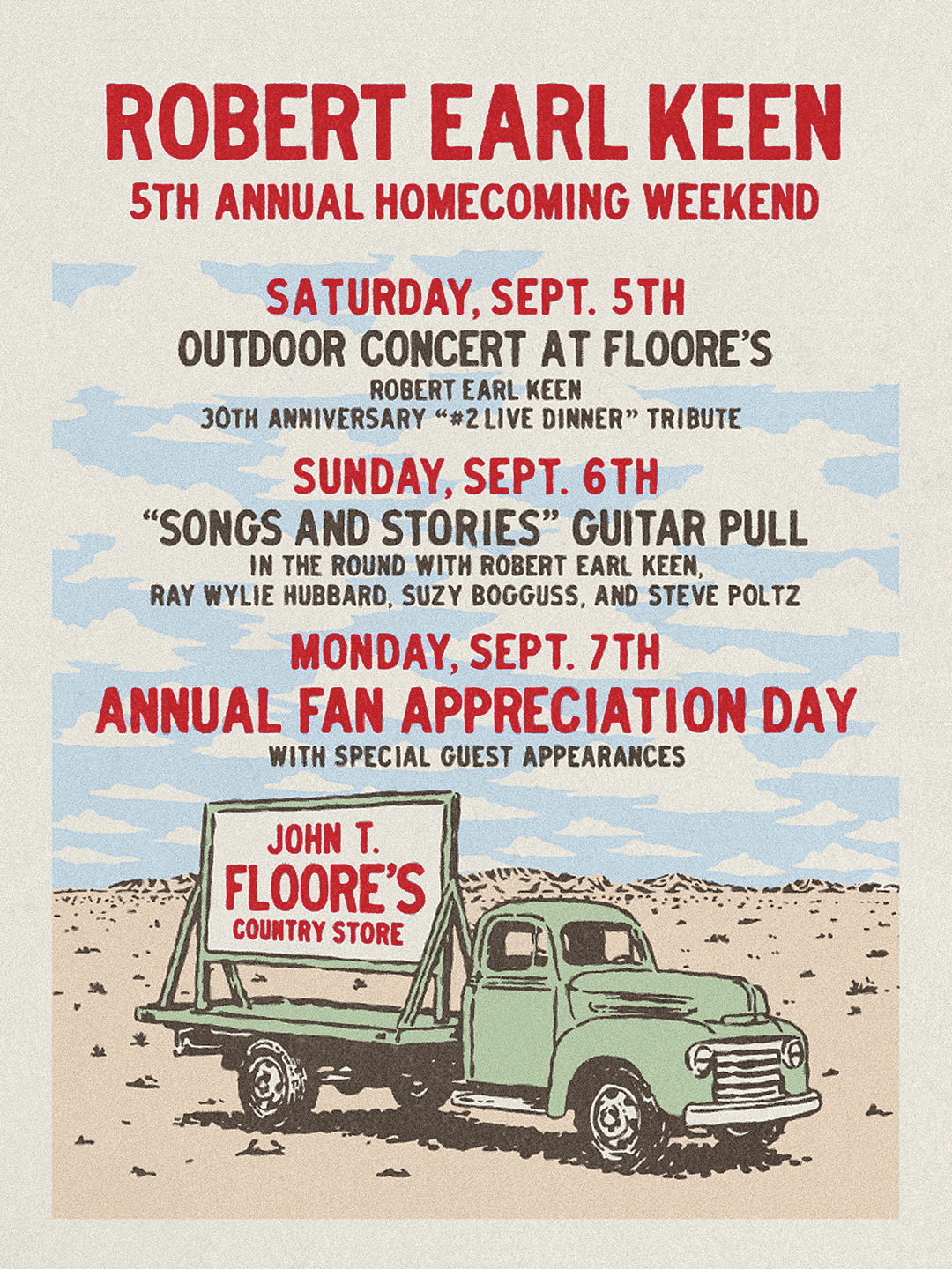 Robert Earl Keen Announces Lineup for 5th Annual Homecoming Weekend