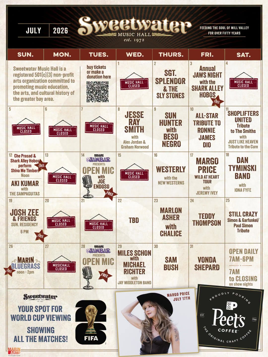 Sweetwater Music Hall Lines Up Days Between Jerry Garcia Celebration and Summer Roots, Rock, Bluegrass, and Reggae Shows
