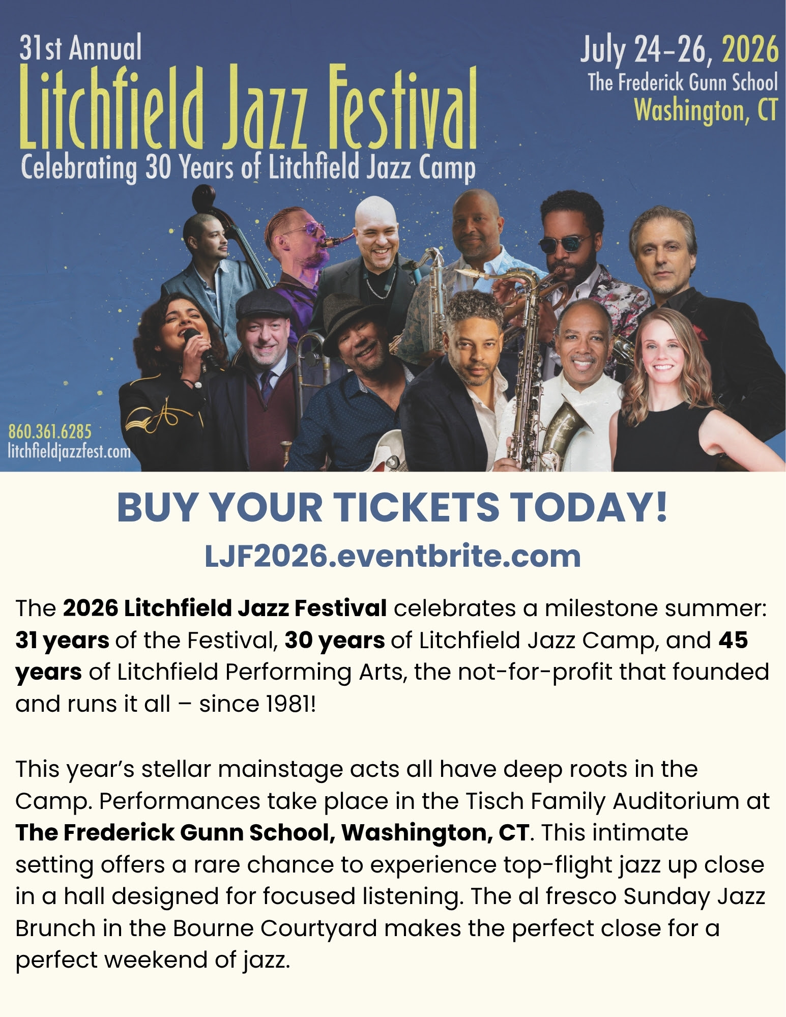 31st Annual Litchfield Jazz Festival Honors 30th Anniversary of Litchfield Jazz Camp
