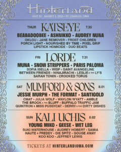 Hinterland Music Festival Returns to Iowa July 30–August 2 with Lorde, Mumford & Sons, Kali Uchis and KATSEYE