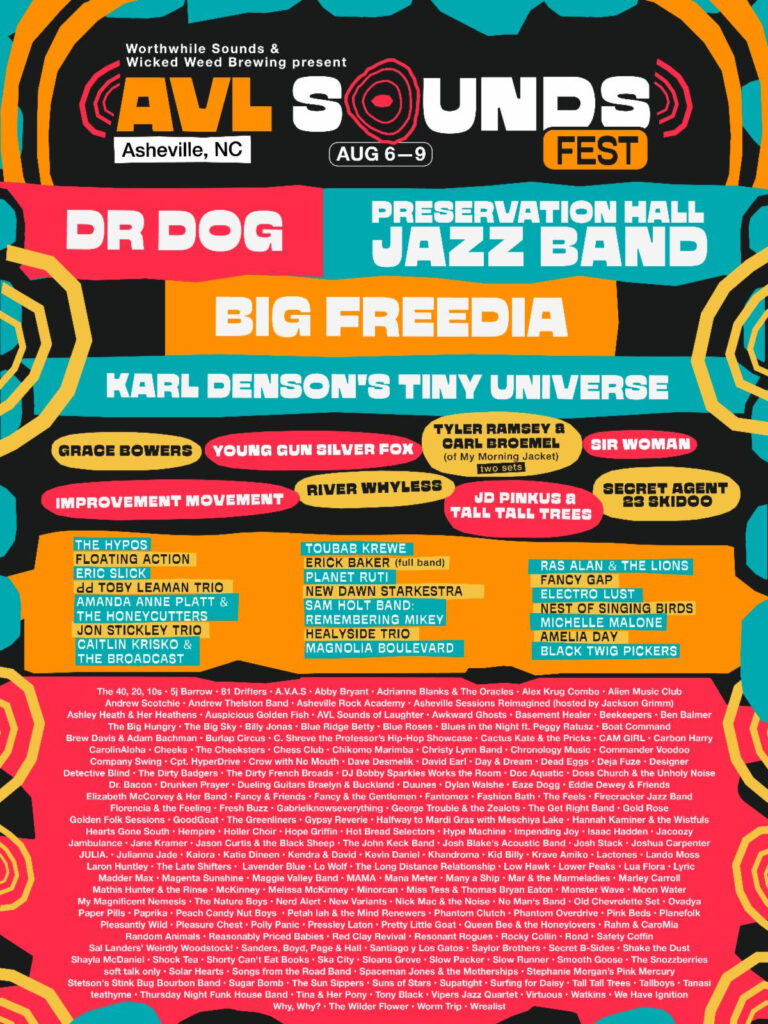 AVL Sounds Fest Debuts Aug. 6–9 with Dr. Dog, Preservation Hall Jazz Band, Big Freedia, Karl Denson’s Tiny Universe and 200 Artists Across Asheville