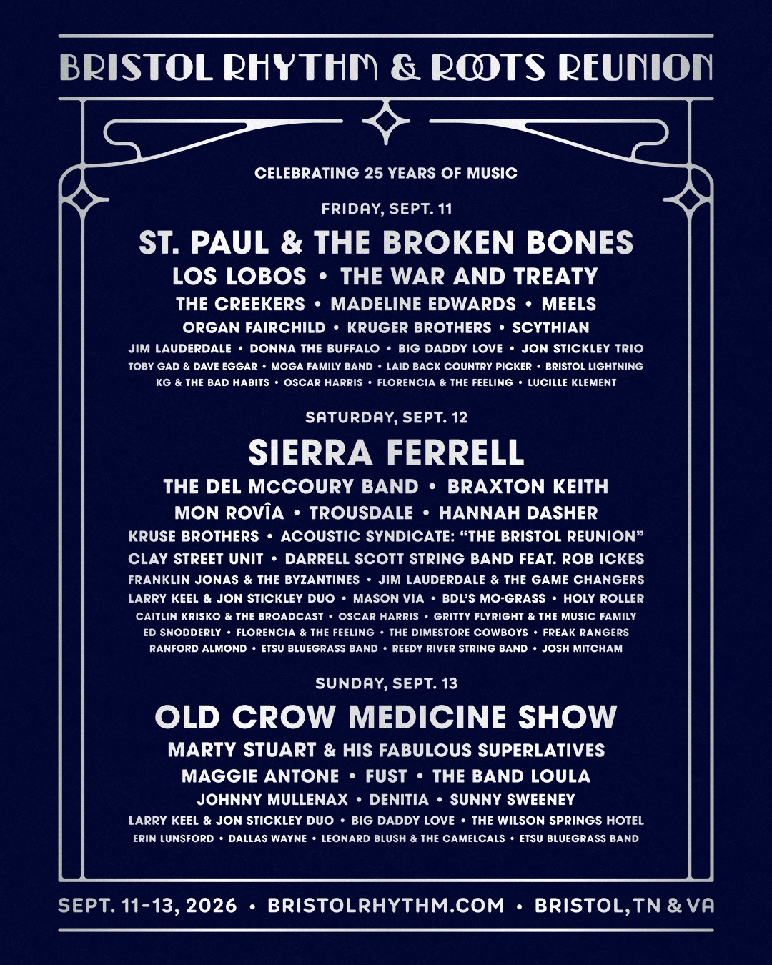 Bristol Rhythm & Roots Reunion Announces Daily Schedules For Festival’s 25th Anniversary