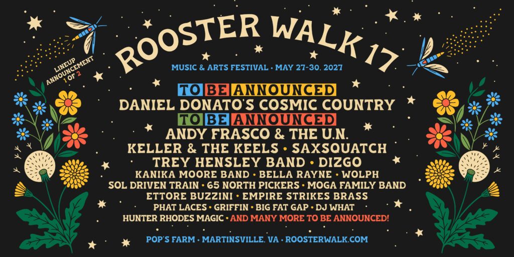 Daniel Donato, Andy Frasco and Keller & The Keels Lead Rooster Walk 2027’s First Announcement