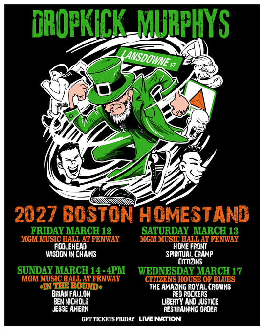 Dropkick Murphys Announce St. Patrick’s Day 2027 Boston Shows